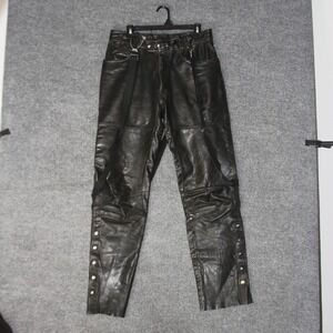 Vintage Hein Gericke x Harley Davidson Leather Pants Mens 33W Black Biker Moto